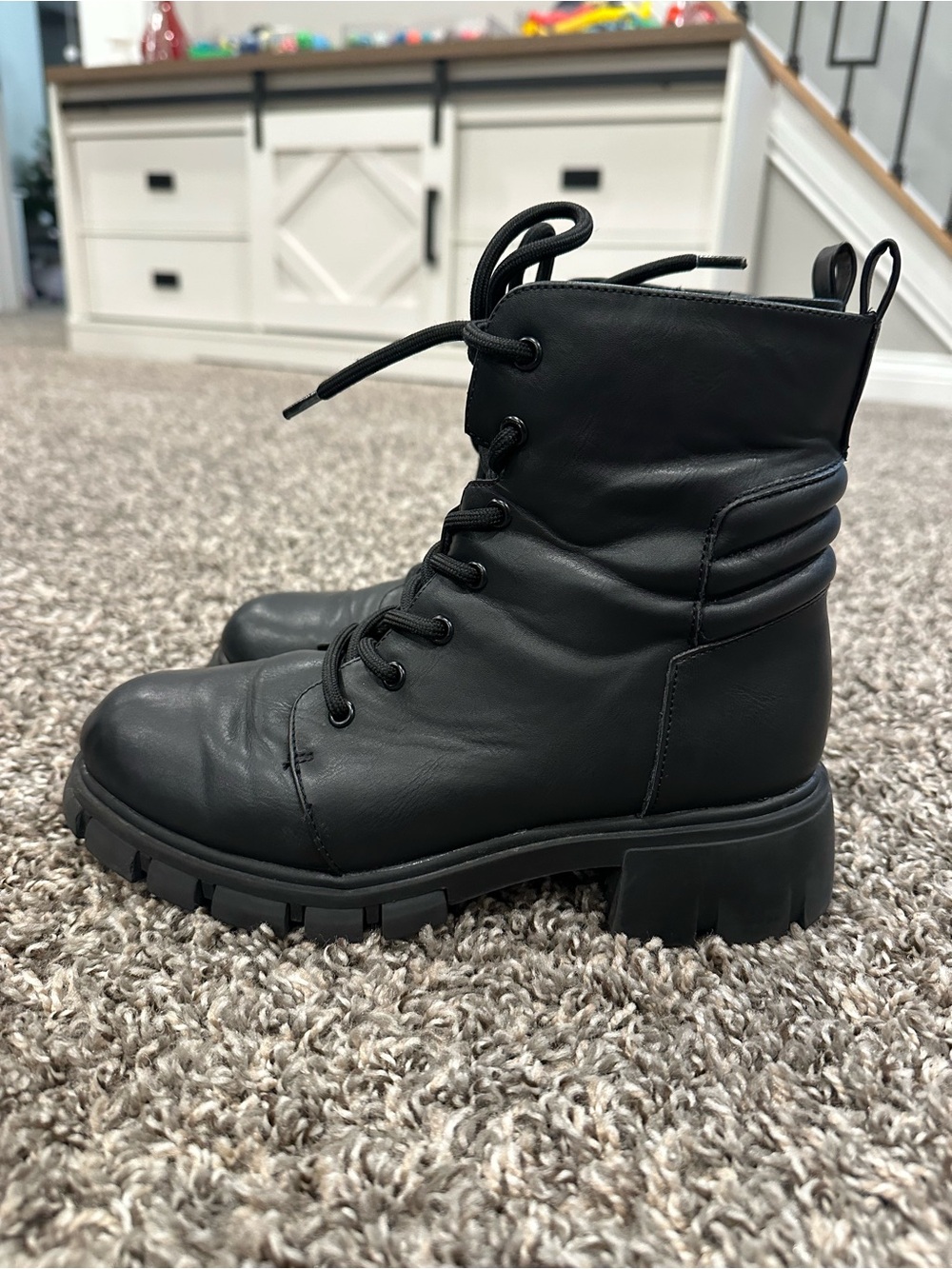 Girls MIA Black Lace-Up Chunky Combat Boots